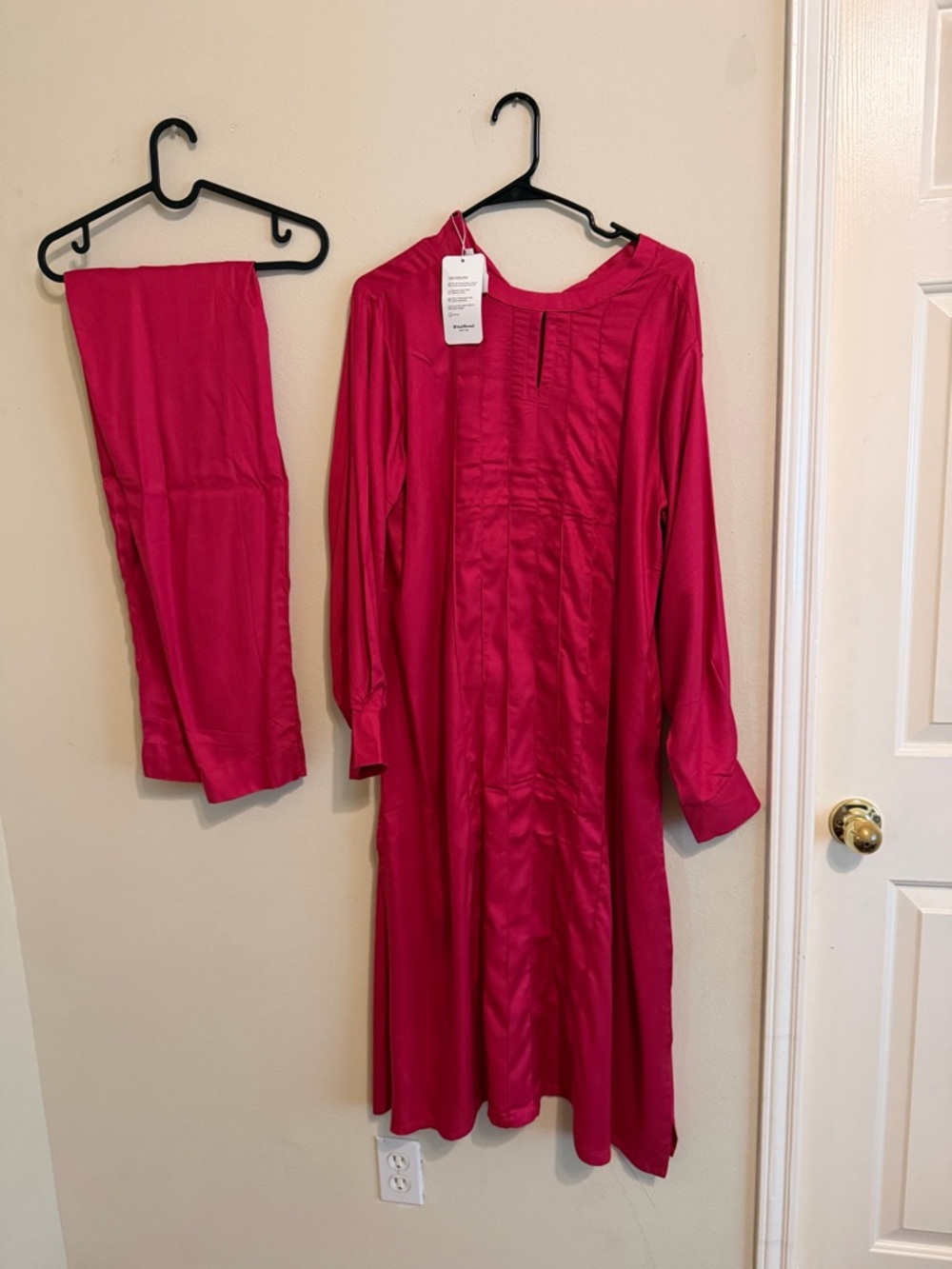 Fuchsia Long Sleeve Kurta Set